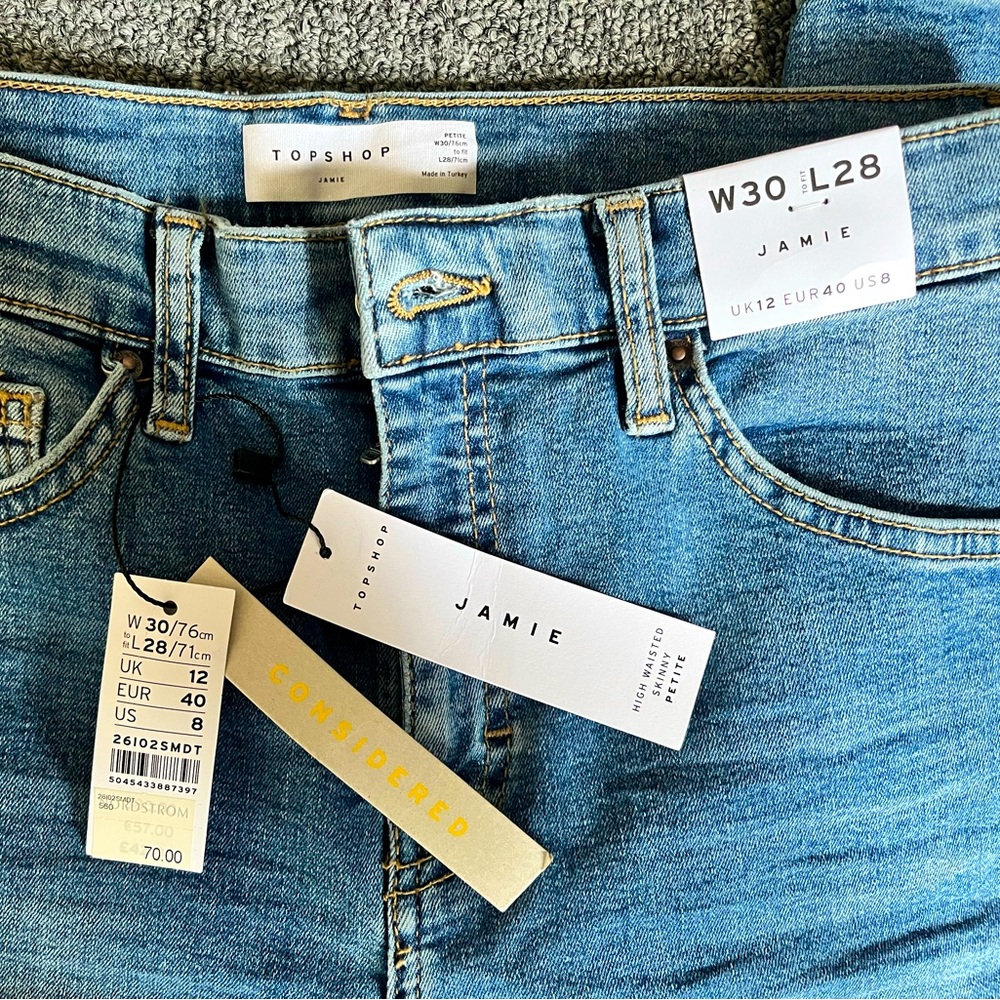 Top Shop Jamie high waisted skinny petite jeans